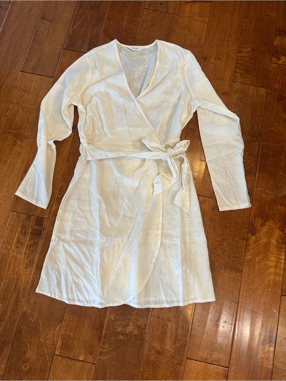 Candace Cameron Bure Cream Wrap Dress with Waist Tie